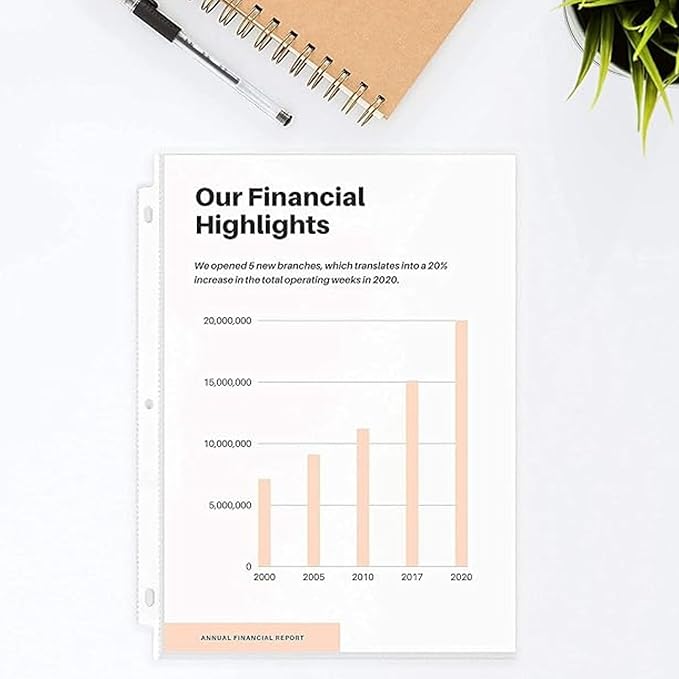 OfficeWerks Clear Sheet Protectors 8.5x11 for 3 Ring Binder, 35 Micron Plastic Sleeves, Top Loading, Reinforced Holes, Archival Safe, Durable Page Protectors for Documents and Binders (500)