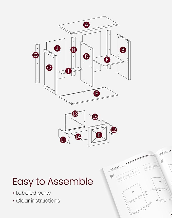 VASAGLE Lateral File Cabinet, Filing Cabinet with 2 Drawers, Printer Stand, 2 Open Compartments, Fit A4, Letter Size, Hanging File Folders, for Home Office, Farmhouse Style, Rustic White UOFC049T73