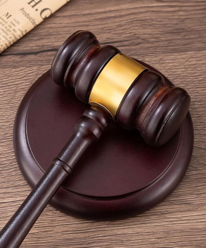Handmade Wooden Gavel and Block Set Perfect for Lawyer Judge Auction Sale Meetings Student and Gifts (Round Block II)