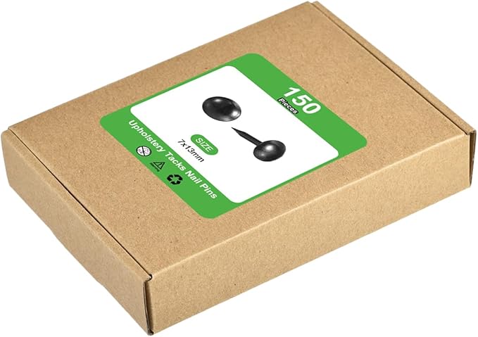 uxcell Upholstery Tacks Nail Pins Furniture, 150Pcs 7x13mm Thumb Tack Pins Assortment Kit Carbon Steel for Home Sofa DIY Decorative Nail Heads Nails, Black