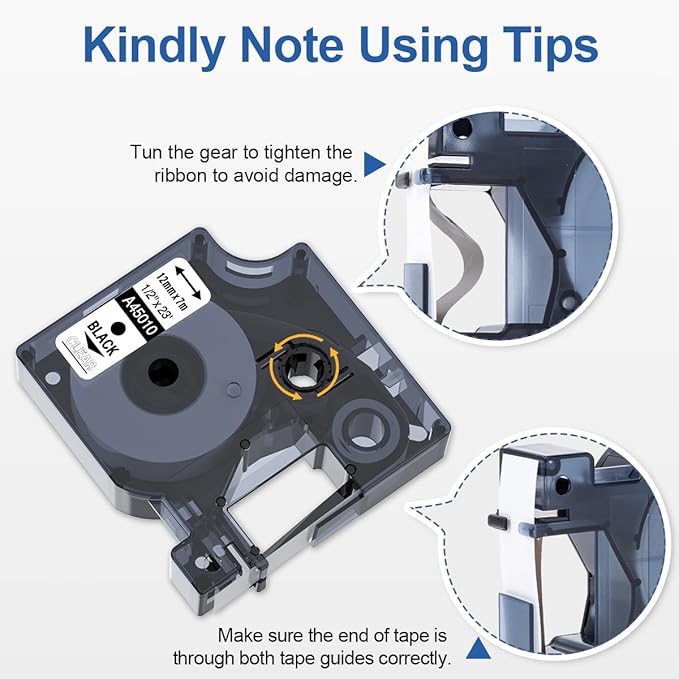 Replace for DYMO D1 Label Tape Clear 45010 S0720500 Label Maker Tape Refills Black on Clear 1/2 Inch x 23Ft Compatible with Dymo Labelmanager 160 280 210D 360D 420P Label Maker, 5-Pack