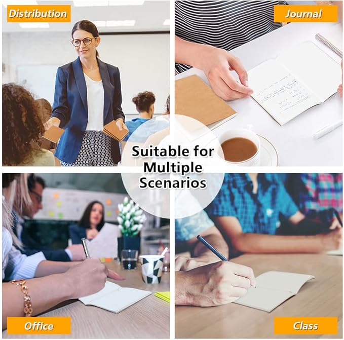 feela 170 Pack Blank Kraft Notebooks, Unlined Sketchbook Mini Cute Note Pad for Drawing Writing, Journal Bulk For Kids Students Office School Supplies, A6, 48 Pages, 4.25” X 5.5”, Brown