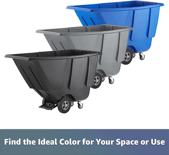 Commercial Rolling Waste Bin 0.5 Cubic Yard 450 lb., Grey Tilt Truck, Construction Trash Recycling Trolley, Industrial Dump Cart Transportation, Garbage Wagon