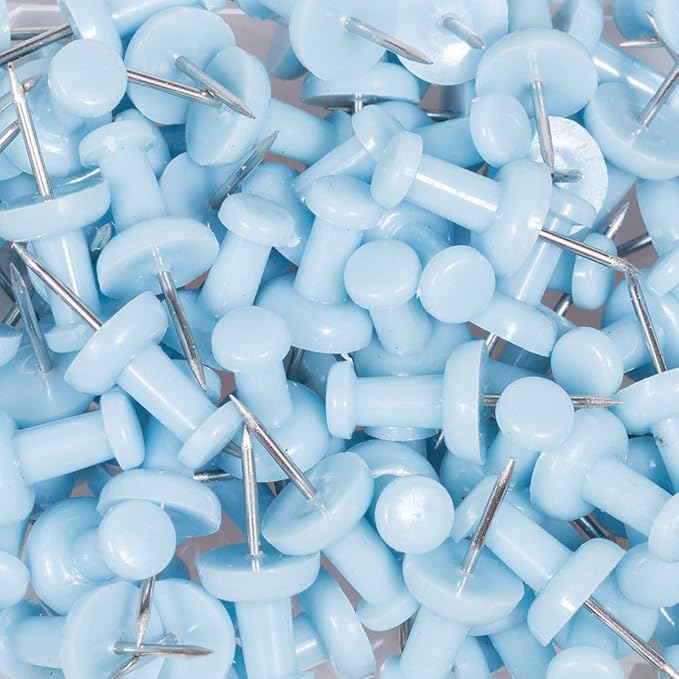 JAM PAPER Colorful Push Pins - Baby Blue Pushpins - 100/Pack