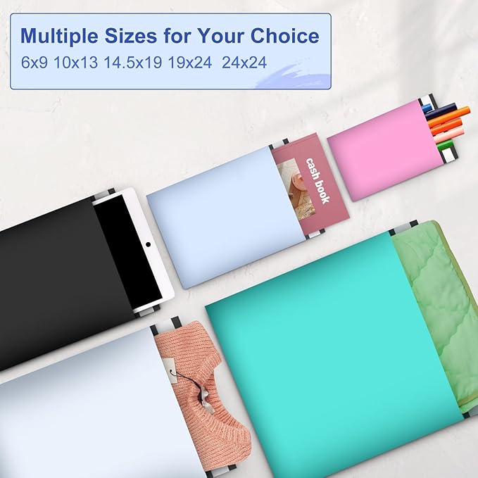 Poly Mailers 10x13 Inch 200 Pcs, Light Blue Shipping Bags, Mailing Envelopes with Self Seal Adhesive Strip, Waterproof and Tear-Proof Poly Bags for Non-Fragile Items