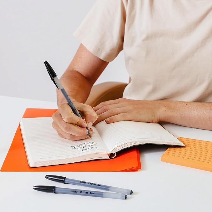 BIC Cristal Gel Pens Medium Point (0.7 mm) Ultra Smooth Long Lasting Writing, Assorted Color Gel Pens, 12-Count