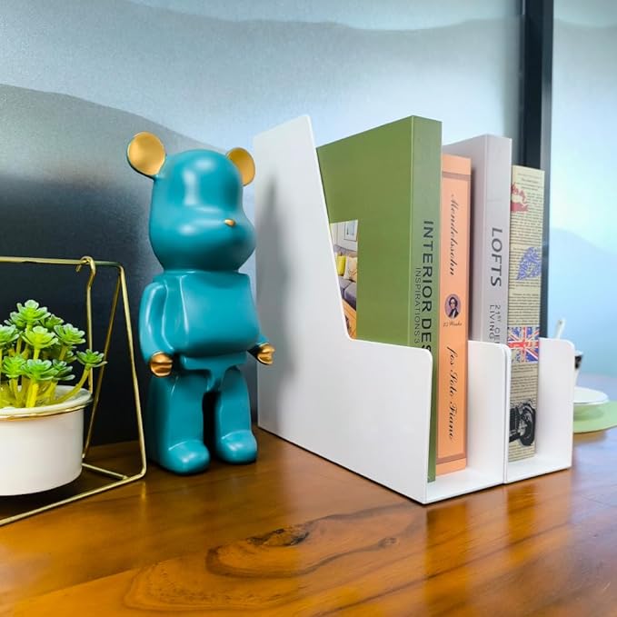 Vertical File Holder, 2 pack Plastic Document Organizer and Magazine Organizer, Multi-purpose Document Organizer for Home Office (White)