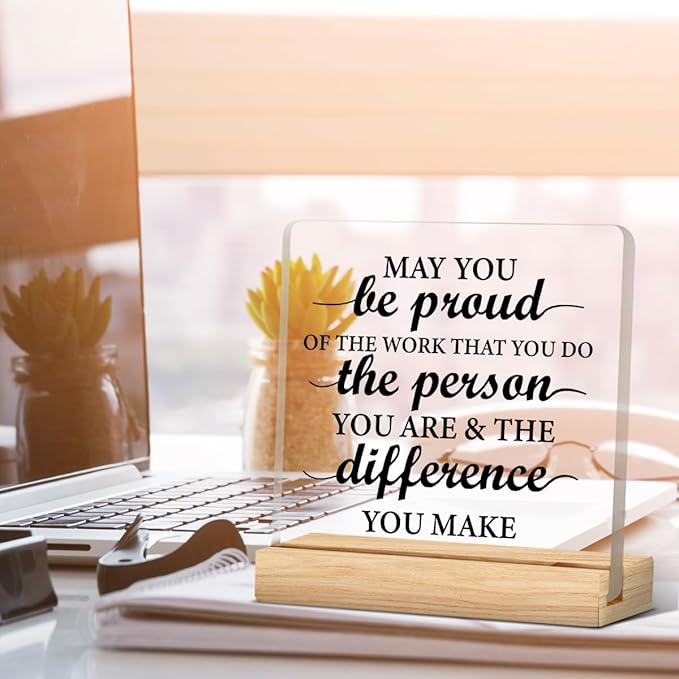 Thank You Gifts for Women Men, Appreciation Gifts for Coworkers Boss Leader Teacher Mentor Coach, New Job Gift, Coworker Acrylic Desk Sign Decor