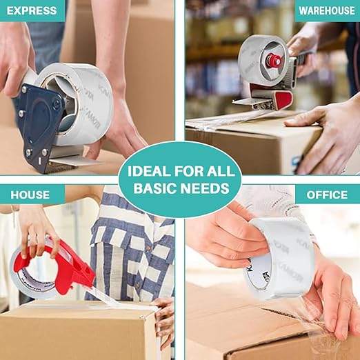 KAMOTA Packing Tape, 36 Rolls Heavy Duty Clear Packaging Tape for Shipping Packaging Moving Sealing, 2 inches Wide, 65 Yards Per Roll, Total 2340 Yards with 4 Dispensers