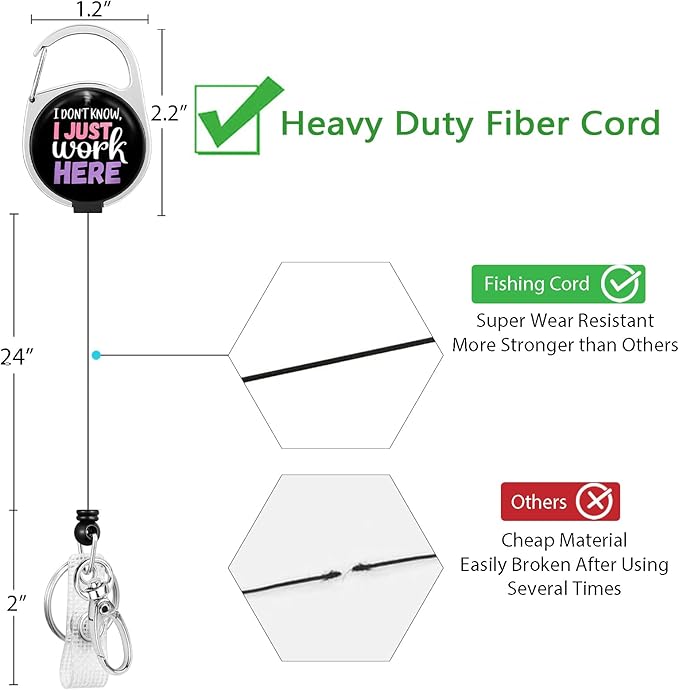 Gctriki Funny Badge Reel Retractable Heavy Duty with 360° Swivel Carabiner Clip, Fun ID Badge Holder Retractable, Cute Nurse Teacher ID Card Holder Keychain Name Badge Clip Nurse Teacher Gifts