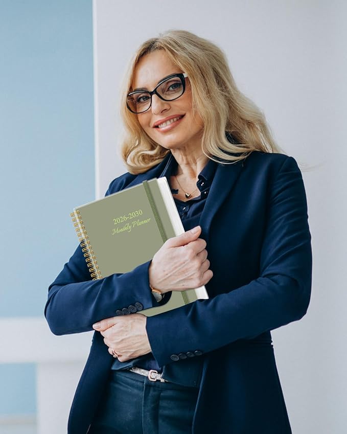 2026-2030 Monthly Planner - 60 Month PLanner Calendar from January 2026 to December 2030, 5 Year Planner 2026-2030 with Flexible Cover, Inner Pocket, Perfect for Home | School | Office, 5.8" x 8.5", Green