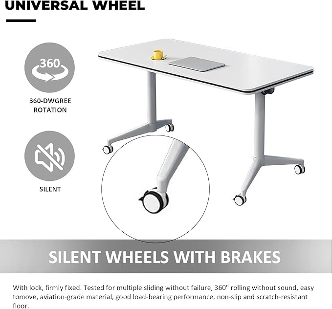 Conference Table Folding Conference Table, Modern Conference Room Table White Meeting Table Flip Top Large Mobile Training Tables, Mobile Training Seminar Tables for Office Classroom (4pack 63in)