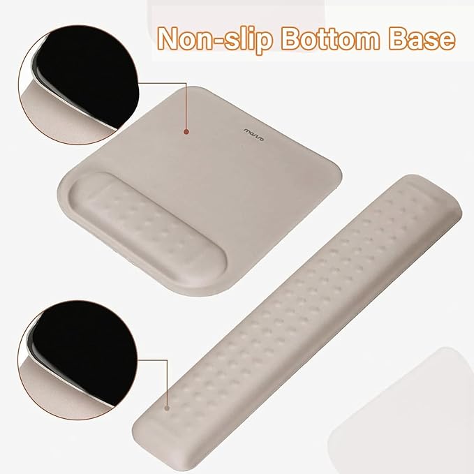 MOSISO Computer Keyboard Stand&Wrist Rest Support for Keyboard &Mouse Pad Set, Ergonomic Massage Wrist Rest Set, Easy Typing Working Acrylic Clear Stand for Office Home, Taupe Brown