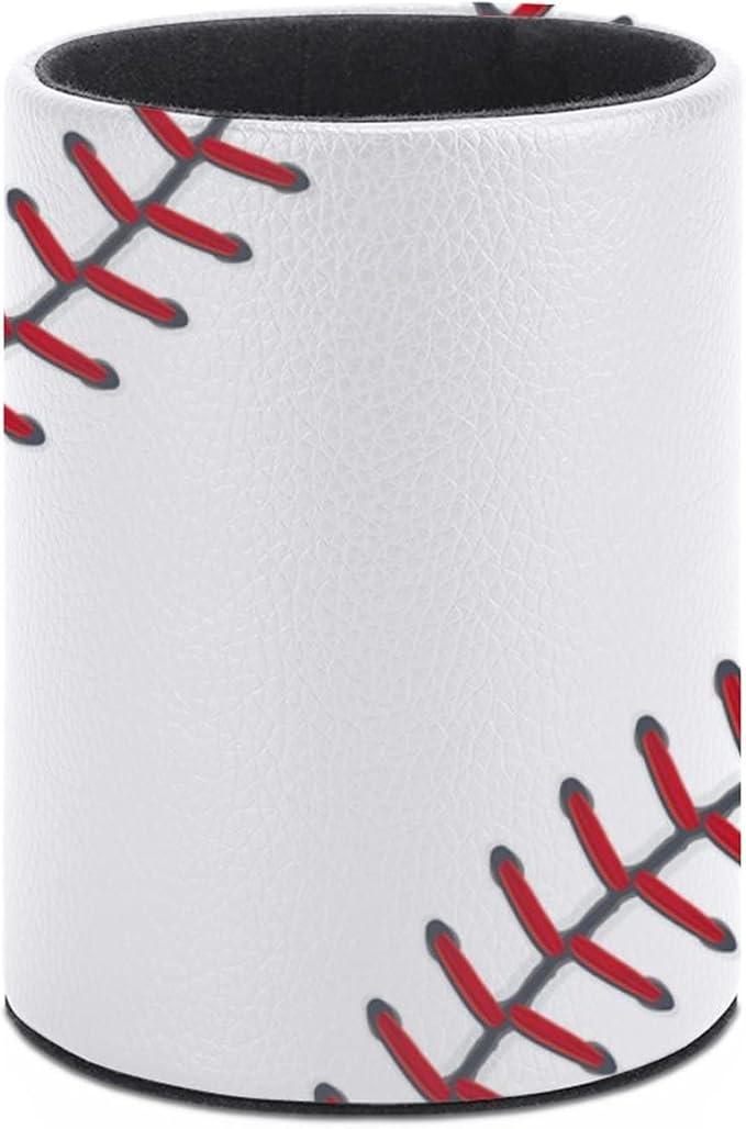 Ball Lace Baseball Pen Holder Pencil Organizer Cute Pencil Cup Desk Decor Makeup Brush Holder PU Multifunctional Office Suppliesfor Home Classroom School