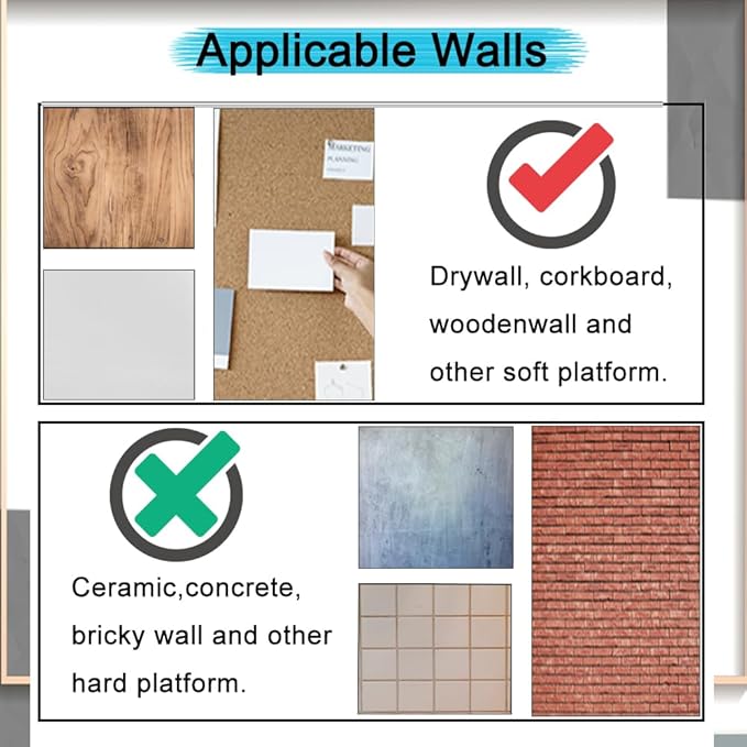 50 Pcs Push Pins for Bulletin Board, Metal Black Thumb Tacks for Picture Photo Hanging, Small Nails Flat Thumbtacks for Drywall Cork Board , Wall Tack Pins for Shadow Box Office Home Decorative