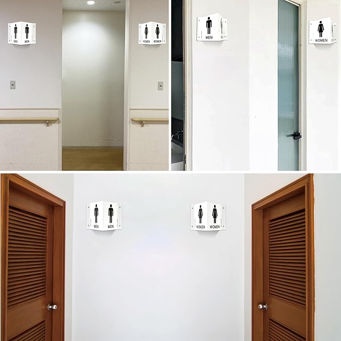 Faittoo Restroom Sign, Bathroom Signs, 4 Pack 6 x 8 Inches Acrylic Sign, for Office or Business Bathroom and Toilet Door or Wall Decor, Indoor Outdoor Use, White (Men and women Set)