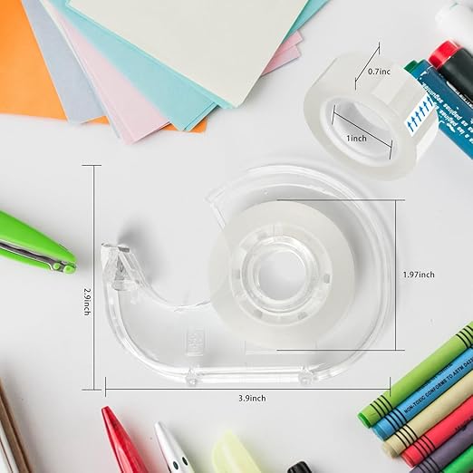 Clear Tape Rolls-12 Pack Transparent Tape Bulk with Dispensers-7/10 X 1000 Inches Glossy Office Tape for School Store