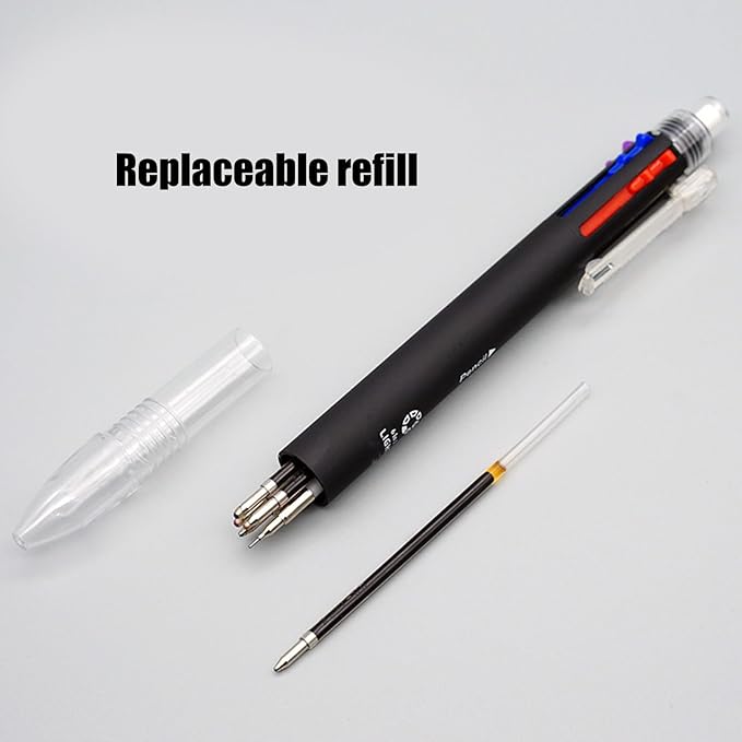 Multifunctional Mechanical Pencil 5 Color-in-1 Ballpoint Pen Retractable Multicolor Ballpoint For Student Teacher Erasable