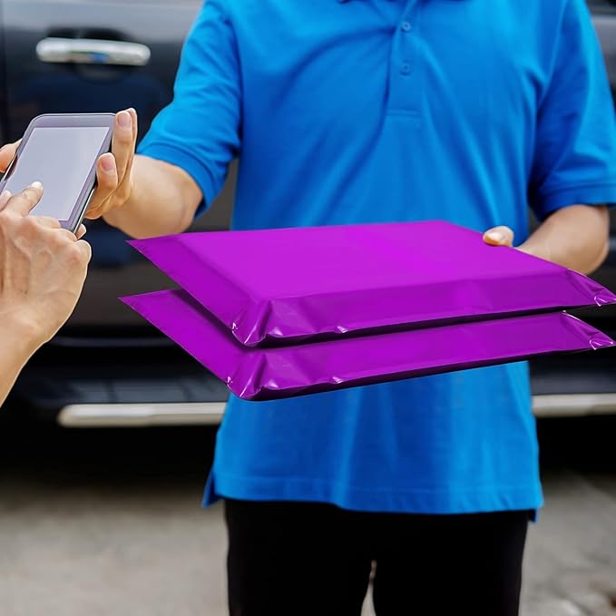 Metronic Poly Mailers 12X15.5 500Pack, Strong Adhesive Shipping Envelopes for Clothing, Waterproof Shipping Bags for Small Businesses, Flexible Mailers Poly Bags Packages Bags Purple