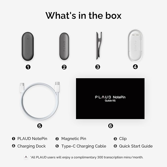 NotePin Voice Recorder, AI Voice Recorder, App Control, AI Notetaker, AI Transcribe & Summarize, Support 112 Languages, 64GB Memory, Audio Recorder for Lectures, Meetings, Cosmic Gray