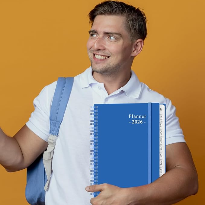2026 Planner - Planner 2026 from January 2026 to December 2026 with 12 Monthly Tabs, Flexible Cover, Inner Pocket, 8.5" x 11", Blue