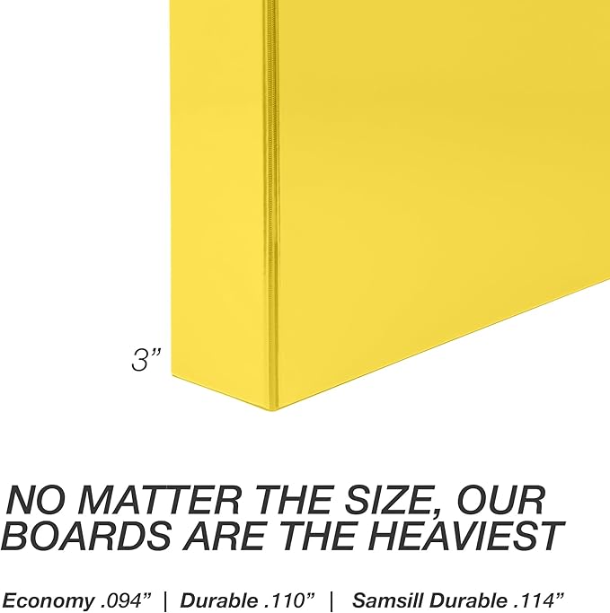 Samsill Durable 3 inch 3 Ring Binder, Made in USA, D Ring Binder, FSC 100% Recycled Chipboard, Yellow, 12 Pack
