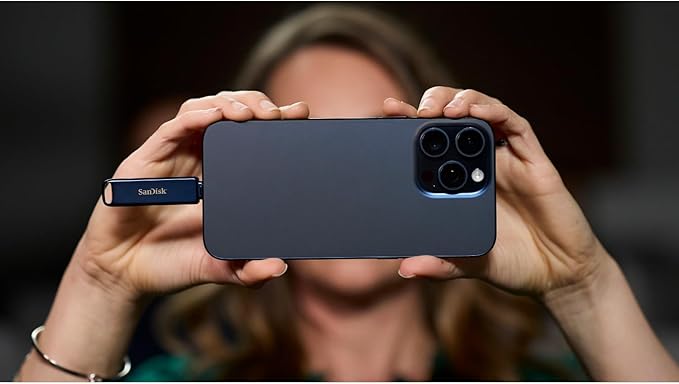 SanDisk 64GB Phone Drive for iPhone - Works with iPhone 15 and Newer (USB-C Connector) and iPhone 14 and Older (Lightning Connector), Metallic Sky - SDIXD0N-064G-GN6NN