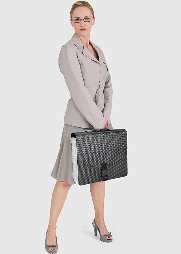 25 Pockets Expanding File Folder with Handle,Expandable File Organizer,Portable Accordion File Organizer A4 Letter Size,Adjustable Strap,Perfect Filing Folders for Documents,Colored Tabs