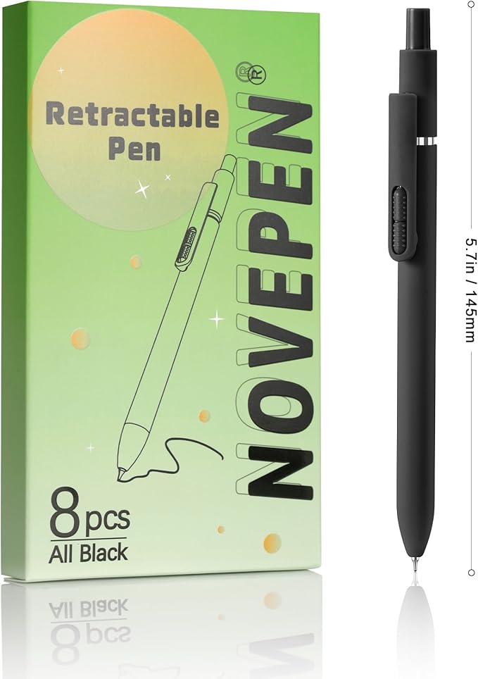 Ballpoint Pen Black Ink, 8 PCS 1.0mm Medium Point Retractable Pen, High-end Long Lasting Smooth Writing Bullet Ball Point Pen, Home Office Supplies for Kids Adults