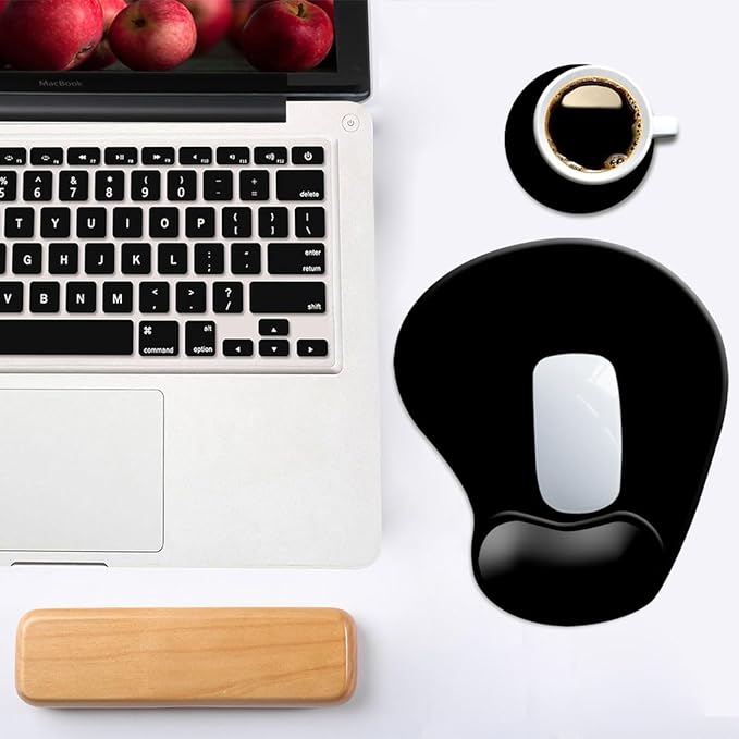 DOOKE Ergonomic Mouse Pad with Wrist Support and,Mouse Pads with Non-Slip PU Base for Home Office Working Studying Easy Typing & Pain Relief Black