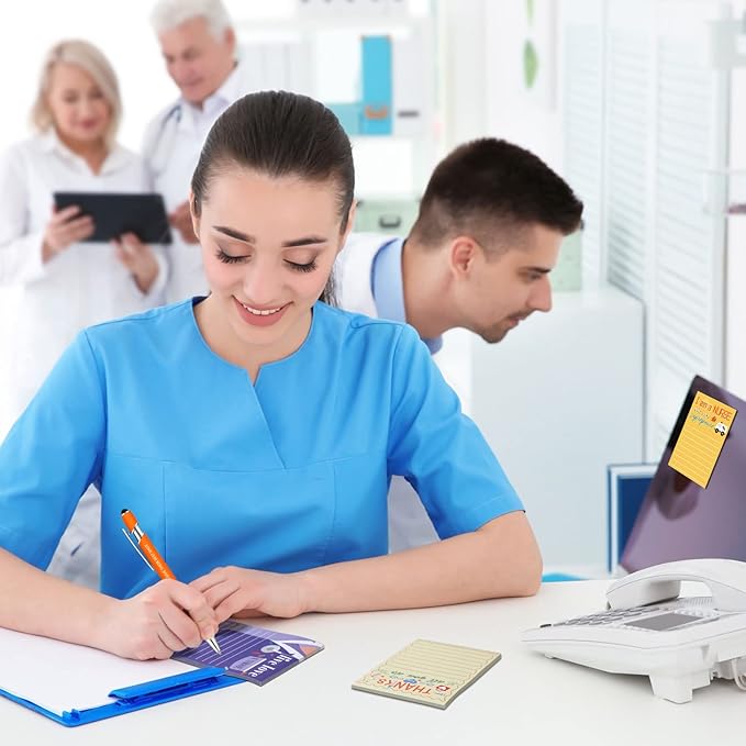 Geyee 24 Pcs Nurse Sticky Notes with Funny Pens Fun Notepads for Adults Coworkers Nurse 3 x 4 Inch to Do List Notepads with Sayings Pen for Lab Week Gifts Teacher Office Supplies