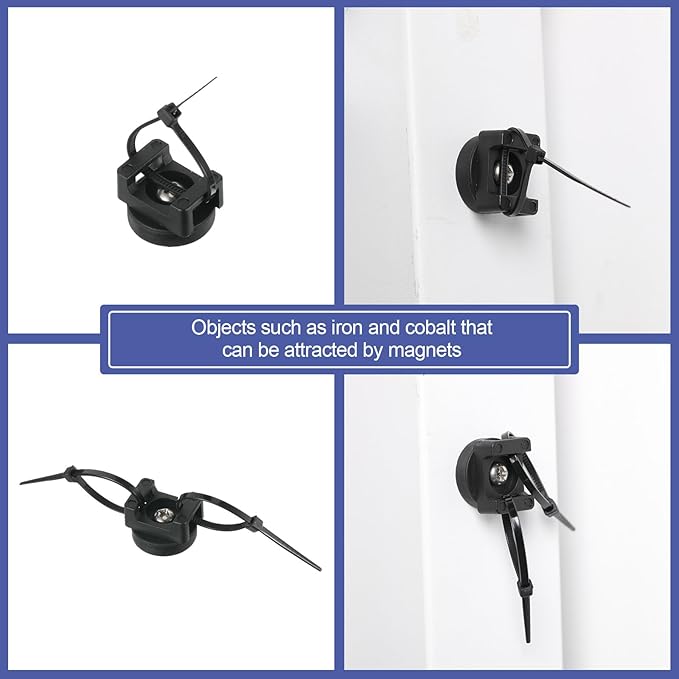 Yookeer Magnetic Zip Tie Mount Base Black Magnetic Cable Clips Wire Holder Multipurpose Cable Ties Management Base Electrical Supplies for Wire