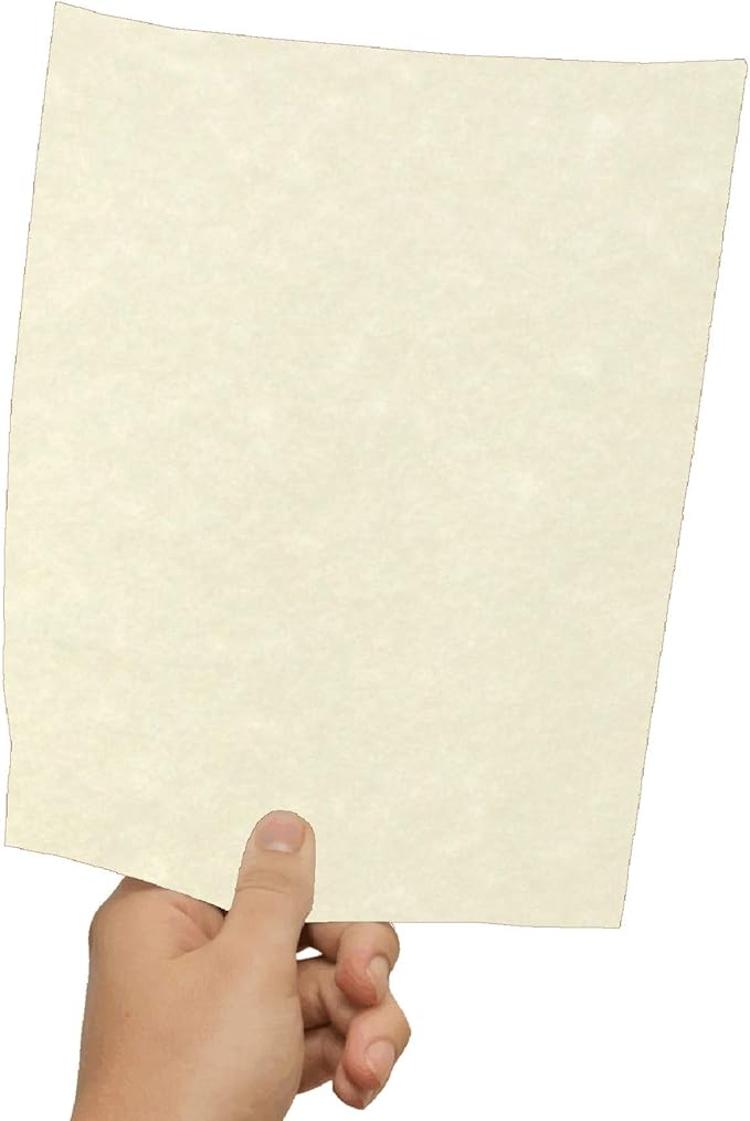 200 Soft White Parchment 60# Text (=24# Bond) Paper Sheets - 8 X 10 Inches Frame and Photo Size Size - 60 Pound is Not Card Weight - Vintage Colored Old Parchment Semblance