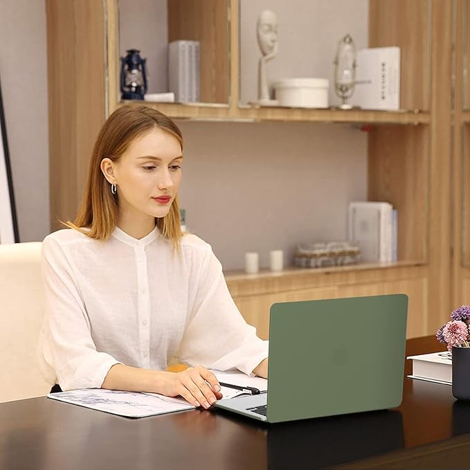 MOSISO Compatible with MacBook Air 13 inch Case 2025 2024 2023 2022 M4 A3240 M3 A3113 M2 A2681, Plastic Hard Shell&Keyboard Cover&Screen Film&Type C for MacBook Air 13.6 inch Case, Army Green