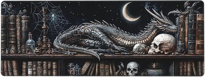 Mystical Dragon Mouse Pad 31.5 X 11.8 Inch Big Desk Rubber Base Stitched Edges Keyboard Pad XXL Mouse Mat for Home Game and Office