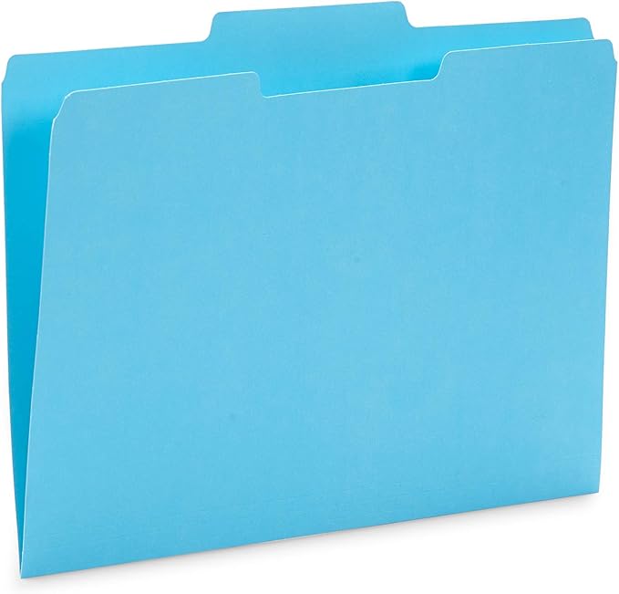 Blue Summit Supplies Ocean Tone Colored File Folders Letter Size, 1/3 Cut Top Tab File Folders, Assorted Blue and Green Colored, for Organizing and File Cabinet Storage, 100 Pack