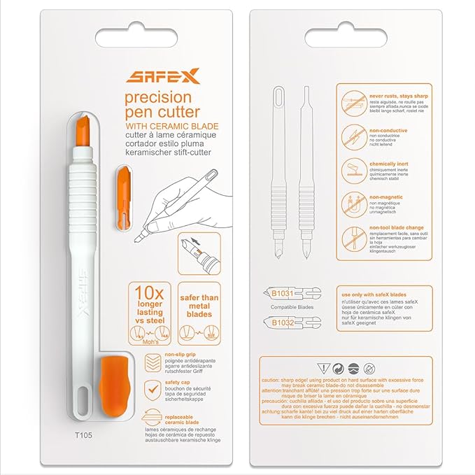 Ceramic Box Cutter Mini Pen Craft Cutting Tools Precision Cutter Safety Package Opener cutter for Crafting Pen with 1 Replacement Blade