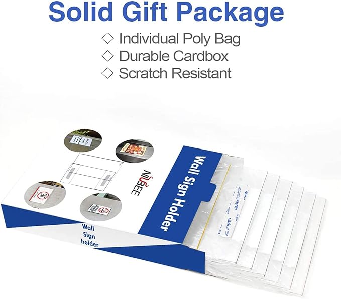 NIUBEE Acrylic Sign Holder 8.5x11 Inches Horizontal,Clear Plastic Wall Mount Sign Holder Poster Paper Holder with Free Double Sided Tape for Office, Home, Store, Restaurant-No Drilling(6 Pack)