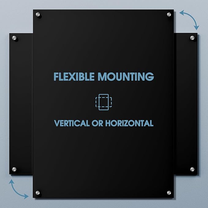 MaxGear Glass White Boards 48x36 Inches, Wall Mounted Magnetic Glass Dry Erase Board Black, Large Frameless Whiteboard with 1 Eraser,3 Markers and 6 Magnets for Office, School, Home