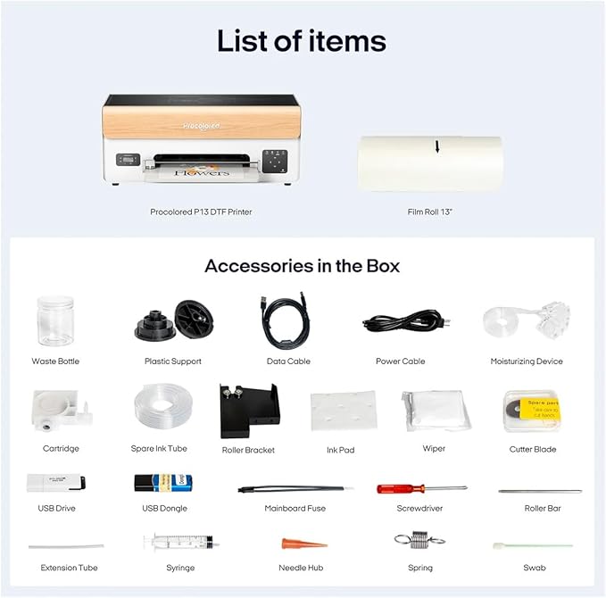 Procolored P13 DTF Printer A3 XP600 Apparel Transfer Printing Machine T-Shirt Direct to Film-Windows Version (Printer+Oven)