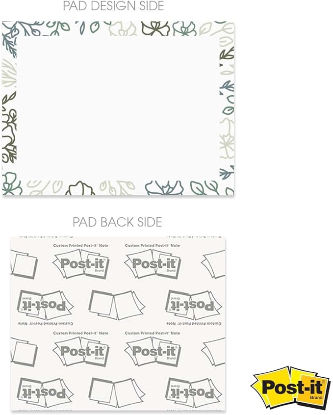 Decorative Floral Border Sticky Note Pad Set / 4" x 3" Botanical Sticky Notes / 50 Sheets Per Pad/Set of 6 Flowery Designs/Made in USA