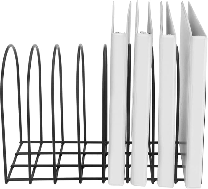 MyGift Large Desktop Document Holder, Black Metal Wire File Folder Organizer Rack with 8-Slots and Arch Design
