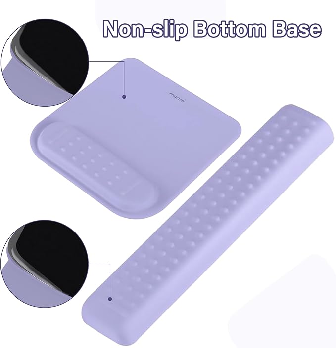 MOSISO Computer Keyboard Stand&Wrist Rest Support for Keyboard &Mouse Pad Set, Ergonomic Massage Wrist Rest Set, Easy Typing Working Acrylic Clear Stand for Office Home, Purple