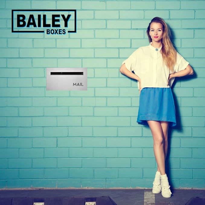 Brick-in Chute Through The Wall Stainless Steel Mailbox - Modern Architectural Locking Design - 8.75" H x 15.75" W - Enhance Your Home with The Melton from Bailey Boxes