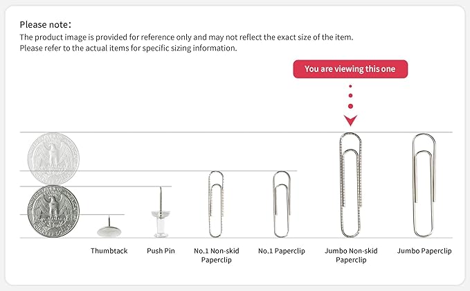 PAPERPAL Paperclips for Office School & Personal Use, Jumbo Nonskid Paper Clip (2"), 300 Large Paper Clips (3 Boxes of 100 Each), Silver
