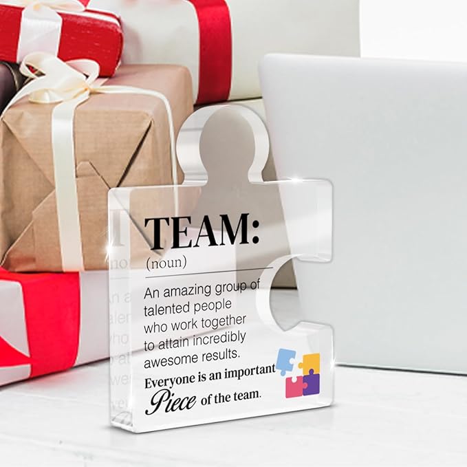 Team Gift Thank You Appreciation Gifts for Coworkers Colleagues Employees Team Definition Acrylic Puzzle Piece Plaque Office Decor