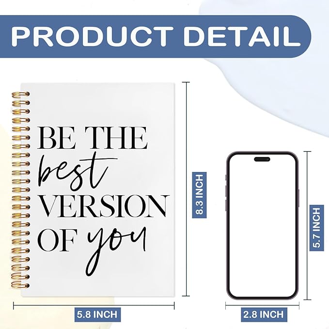 SNNDER Be the Best Version of You Motivational Notebook Journal, Motivational Gifts for Women Men, Positive Affirmation Journal, Hardcover Spiral Notebooks 5.5x8.3 Inch