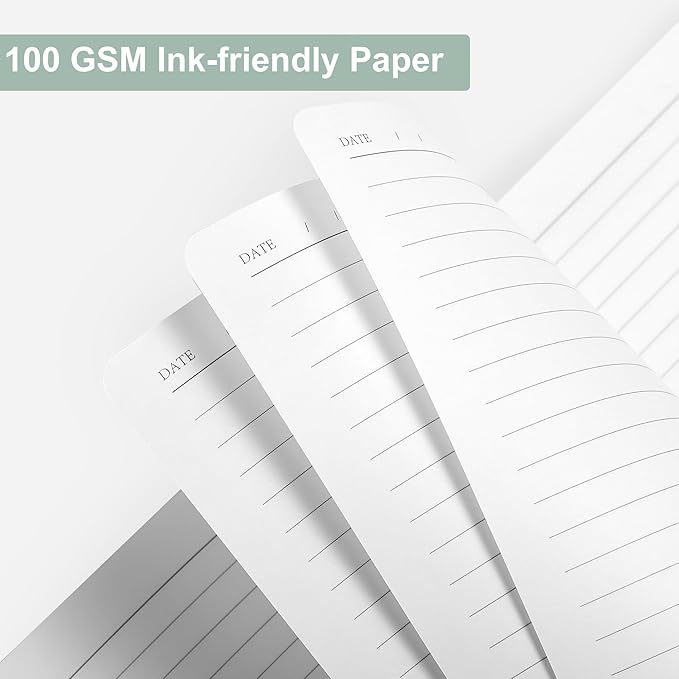 CAGIE Lined Journal Notebook for Women Men 320 Pages 100 Gsm Paper Thick Journaling Notebooks A5 Leather Journals for Writing Hardcover Journal Supplies for Work Note Taking Diary, 5.7x8.3 In, Green