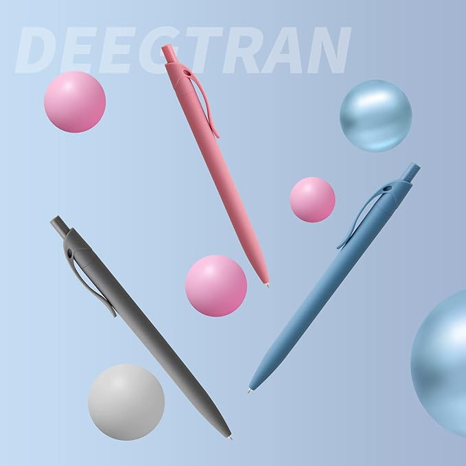 deegtran Pens Bulk, 50 Pack No Bleed Grey Barrel Click Pens, Wholesale Retractable Ballpoint Pens, Pen Medium Point, Smooth black Ink Pen, 1.0MM