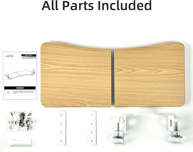 suptek Keyboard Tray Under Desk Pull Out with C Clamp Mount, Computer Keyboard & Mouse Tray, 25.6 (30 Including Clamps) x 11.8 inch Slide-Out Platform Computer Drawer for Typing, Light Wood, DSF1QM